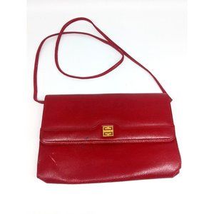 Vintage Givenchy Leather Crossbody Bag Red